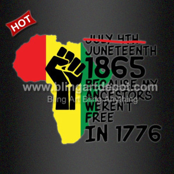 Cheap Price Juneteenth 1865 White Ink PU Vinyl Heat Transfer Sticker For Shirts Cheap Price Juneteenth 1865 White Ink PU Vinyl Heat Transfer Sticker For Shirts